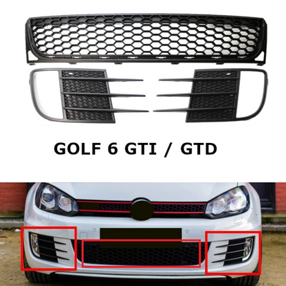 Grille de parechoc et grille antibrouillard Golf 6 GTI / GTD